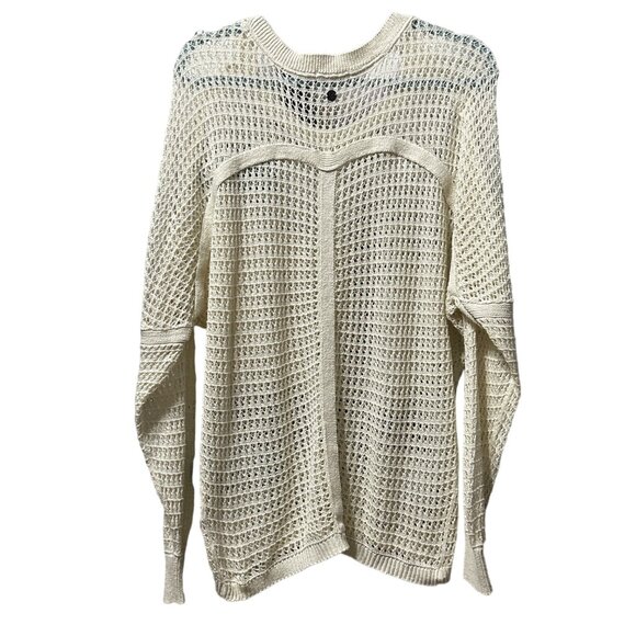 Prana women’s sz XL ivory open weave long sleeve sweater FLAW missing fabric tag - Picture 4 of 7